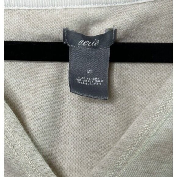 Aerie Sweatshirt Women’s Short Sleeve Sweatshirt Beige Hoodie Lace Size Large - Picture 11 of 11